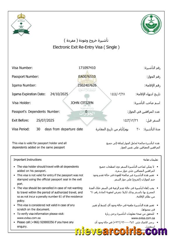 Saudi Arabia e-visa, version 3